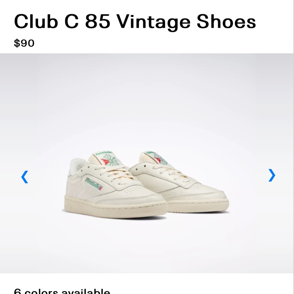 WOMENS 8.5 REEBOK CLUB C VINTAGE SHOES